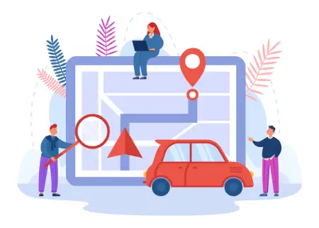 People traveling by sharing transport using online application